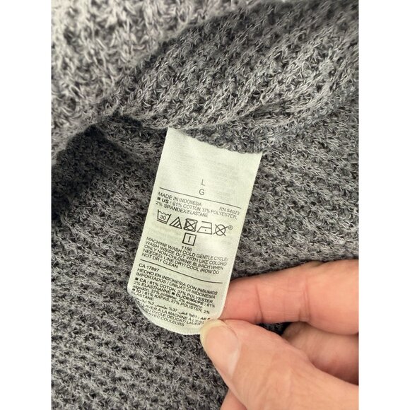 Old Navy Gray Waffle Knit Henley Sweater Long Sleeve Pullover Top Women’s Size L - Picture 3 of 7